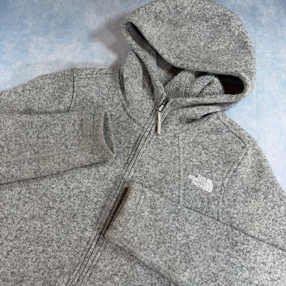 The North Face Hooded Fleece Womens Small Grey Excellent Sweater Knit Hoodie